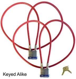 Motorcycle Helmet/Jacket Multi Use 3ft Cable Lock-Master Lock 719KA2 Keyed Alike - Picture 1 of 2