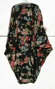NEW Eskandar BLACK FLORAL Size (1) Mid Weight Silk 46" Long Duster - Picture 1 of 5