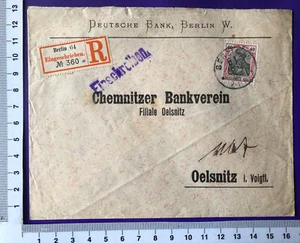 DR Germania 40 Pf MiNr 75 EF Recobrief Berlin 64 nach Oelsnitz Ankunftsstpl 1902 - Picture 1 of 5