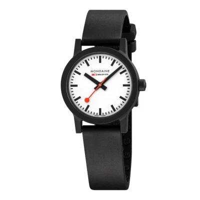 Mondaine Essence 32mm White Dial Black Leather Official Swiss Railways Watch - image 1 of 4