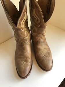 JUSTIN BENT RAIL DISTRESSED BROWN LEATHER ROUND TOE COWBOY BOOTS #BR210 MEN'S 9D