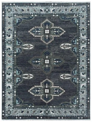 Kismet Gray Oushak Hand Knotted 4x6, 5x8, 6x9, 8x10, 9x12, 10x14 Wool Area Rug - Image 1 of 4