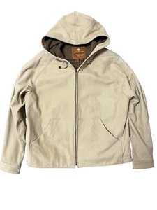 Territory Ahead Leather Jacket Hooded Suede Coat Cream Small Classic Neutral - Picture 1 of 12