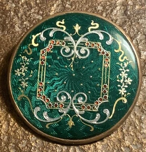 Ancienne broche émaux bressans décor floral bijou régional traditionnel - Foto 1 di 8