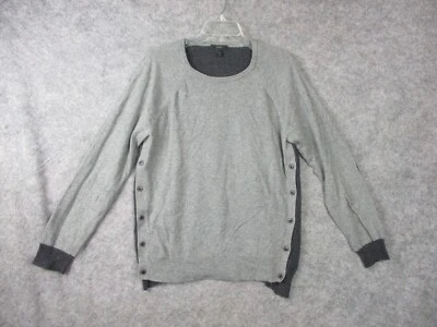 J. Suéter Crew Mujer Extra Grande Gris Lana Conejo Pelo Codo Parche Botón Lateral Foto 1 de 4