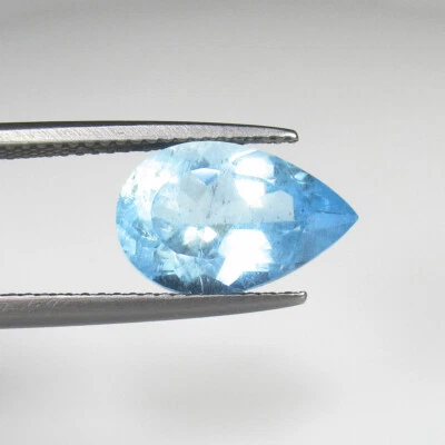 3.72 Ct Natural Water Blue Good Luster Aquamarine Pear Beautiful Cut,A1581 - Image 1 of 2