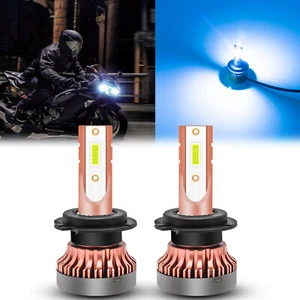 Ice Blue H7 LED Motorcycle Headlights for Kawasaki Ninja 250 300 650 ZX6R ZX10R - Picture 1 of 12