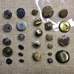 ANTQ Victorian Glass Pictorial Metal Brass Vtg Dress Coat Buttons Art Crafts MCM - Picture 1 of 14
