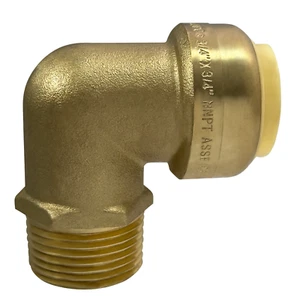 10 Pcs XFITTING 3/4" Push Fit X 3/4" Male NPT Threaded Elbow, Lead Free Brass - Picture 1 of 9