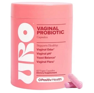 URO O Positiv Vaginal Probiotics for Women pH Balance with Prebiotics - 60 COUNT - Picture 1 of 7