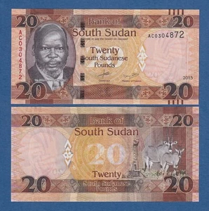 SUDAN DEL SUR // SOUTH SUDAN -- 20 POUNDS ( 2015 ) -- UNC -- PICK 13a . - Imagen 1 de 1