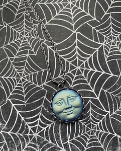 Magical Holographic Face Moon Creature Of Fairytales Necklace - Picture 1 of 5
