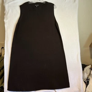 Eileen Fisher Sweater Dress Dark Brown 100% Wool Sleeveless ScoopNeck Layer NWOT - Picture 1 of 9