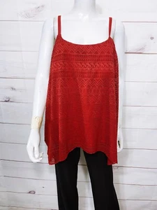 Top donna taglia XXL sovrapposizione tankini top rustico arancione reggiseno incorporato tessuto occhielli - Foto 1 di 8