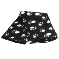 Small Soft Warm Paw Print Fleece Pet Blanket Dog Cat Puppy Bed Mat Cover Black
