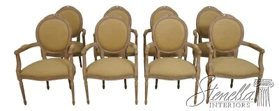 L68568: Set of 8 French Louis XVI Newly Upholstered Dining Room Armchairs	 - Image 1 of 4
