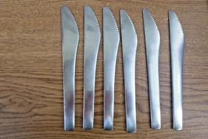 Set of 6 Dinner Knives 7 1/2” Georg Jensen Stainless Steel Denmark Blue Shark - Picture 1 of 3
