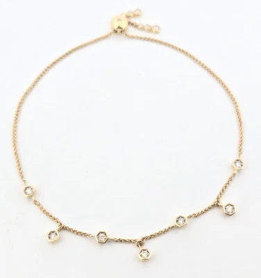 Brazalete Bolo ajustable de diamantes de oro amarillo de 14kt .28ctw 8.5" más grande Foto 1 de 4