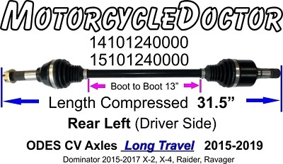 ODES, CV, eje, 800, 1000, trasero, izquierdo, UTV, Dominator, Raider, X2, X4, Zeus, Long Travel, LT Foto 1 de 2