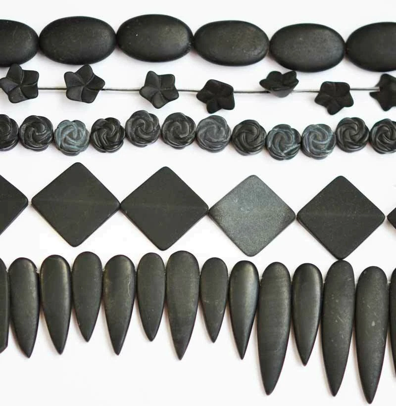 Contas de pedra preciosa ágata preta ônix natural AAA escultura oval quadrada geada 15" - Imagem 1 de 1