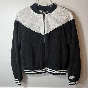 NIKE giacca full zip donna M sherpa bianca street retrò stile anni 50 tempo libero anni 80 - Foto 1 di 16
