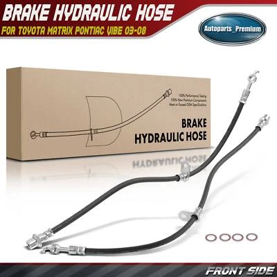 2x Manguera hidráulica de freno delantera izquierda y derecha para Toyota Matrix Pontiac Vibe 03-08 Foto 1 de 4