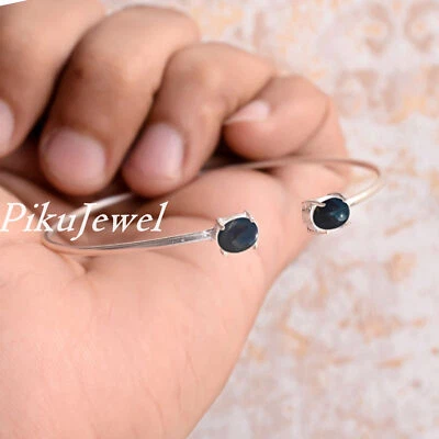 Bracciale artigianale in argento sterling 925 con pietre preziose naturali... - Immagine 1 di 4