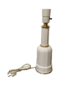 Søholm Danish Mid-Century Modern Ceramic Lamp, H 33cm, White/Gold, No Shade - Picture 1 of 10