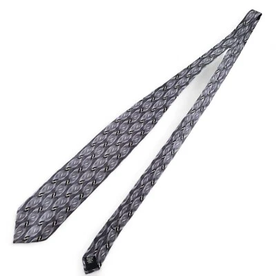 Murano Necktie Geometric Print Black/Gray Extra Long Silk 65.5" L - 3.8" W USA - Image 1 of 4