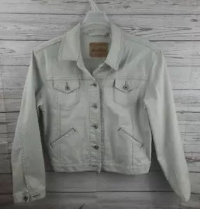 Giacca denim Levi's Ragazze Taglia Large 12-14 Logo Colore Crema Bottoni Argento-FANTASTICA! - Foto 1 di 12