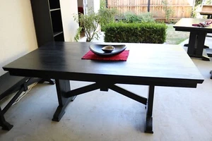 Beautiful Charred Black Wooden Trestle Dining Table - Picture 1 of 7