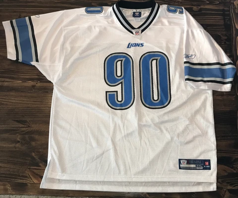 Reebok Onfield NFL Equipment Detroit Lions Jersey "90" Suh Size XXL Mesh White Cover