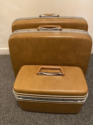 3pc BROWN Vintage Samsonite Silhouette Hardsided Luggage Set  Locking W/Key - Image 1 of 4