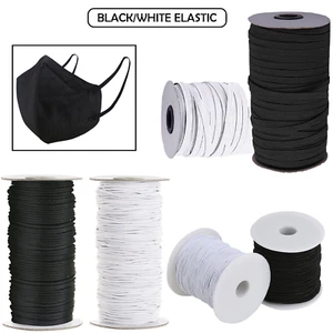 Cordón elástico blanco y negro redondo/plano 1 mm-25 mm elástico para coser cintura - Imagen 1 de 37