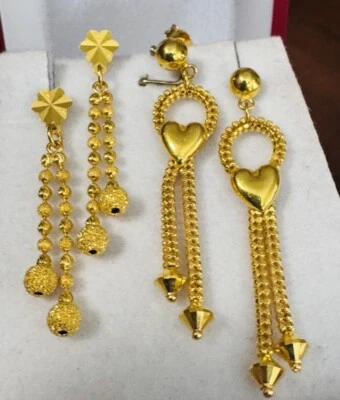 Genuine 22K 916 Fine Real Yellow Gold Dangle Balls Beads  Earrings 8.6g TwoSet - Image 1 of 4