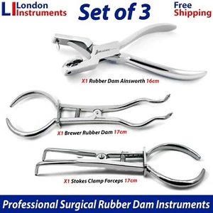 Ainsworth Punch Brewer Stokes Pinza Dentale Endodonzia Gomma Diga Set di 3 Nuovo - Foto 1 di 5
