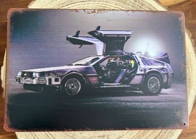 🍀 Blechschild Metallschild Film Zurück In Die Zukunft Tin Sign DeLorean