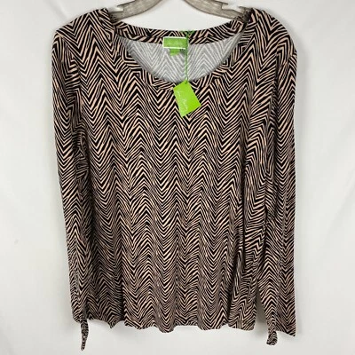 Top Vera Bradley Talla Grande Estampado Negro/Beige Mangas Largas NUEVO Foto 1 de 2