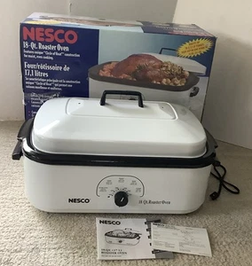 Vintage NESCO 18 Qt 4808-14 Roaster Oven Slow Cook Roast White With Rack - Picture 1 of 11