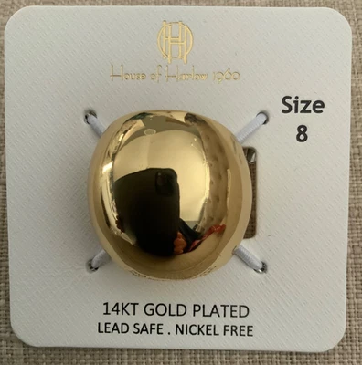 Anillo House of Harlow 1960 14 KT Chapado en Oro Circonita cúbica Seguro sin plomo Talla 8 Nuevo con Etiquetas Foto 1 de 4