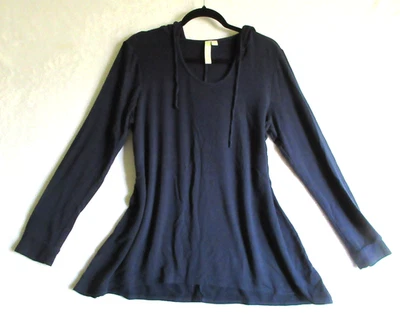 Moletom com capuz Green Tea feminino tamanho XL azul marinho pulôver linha A manga longa - Imagem 1 de 4