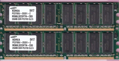 512MB 2x256MB PC-2700 DDR-333 SAMSUNG MEMORY RAM M368L3223FTN-CB3 DDR1 DIMM Kit - Image 1 of 4