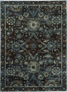 Blue Diamond Petals Rings Bordered Floral Area Rug 7124A - Aprx 3' 3" x 5' 2" - Picture 1 of 1