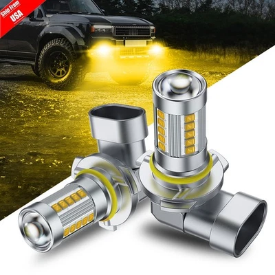 AUXITO H10 LED Fog Light Bulbs Driving Light Canbus Error Free 3K Golden Yellow Foto 1 de 4
