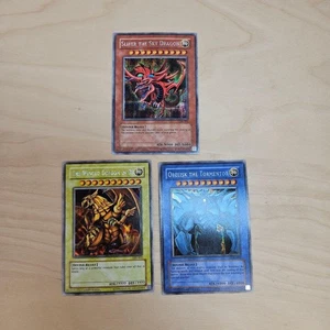 2003 YuGiOh English Slifer GBI-001 Obelisk GBI-002 Ra GBI-003 Secret Rare Promo - Picture 1 of 9