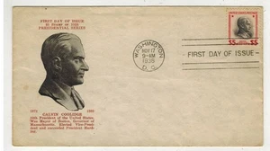 1938 PRESIDENTIAL SERIES FDC HIGH VALUE $5 CALVIN COOLIDGE 834-94 BY HOLLAND - Picture 1 of 1