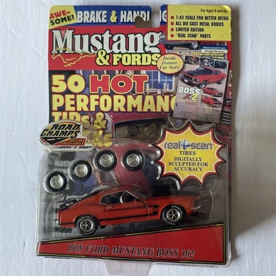 ROAD CHAMPS 1969 FORD MUSTANG BOSS 302 RED REAL SCAN TIRES 1/43 O Scale - Image 1 of 4