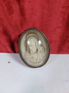 Antikes französisches handgeschnitztes religiöses Reliquiar Meershaum unter Glas - Bild 1 von 6