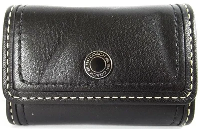 ТРЕНЕР контактных линз чехол держатель 60096 черный кожаный, w/зеркало, тисненый Snap, новый - Изображение 1 из 4