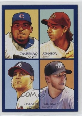 2009 Goudey 4-in-1 Blue Carlos Zambrano Randy Johnson Tim Hudson Roy Halladay - Image 1 of 2